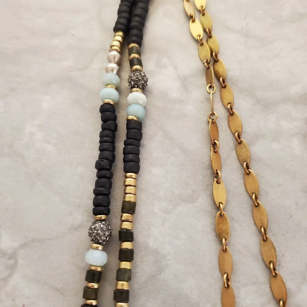 ✨ Stella and Dot Labradorite Artisan Druzy Beaded Stone Pave Rhinestone Pendant